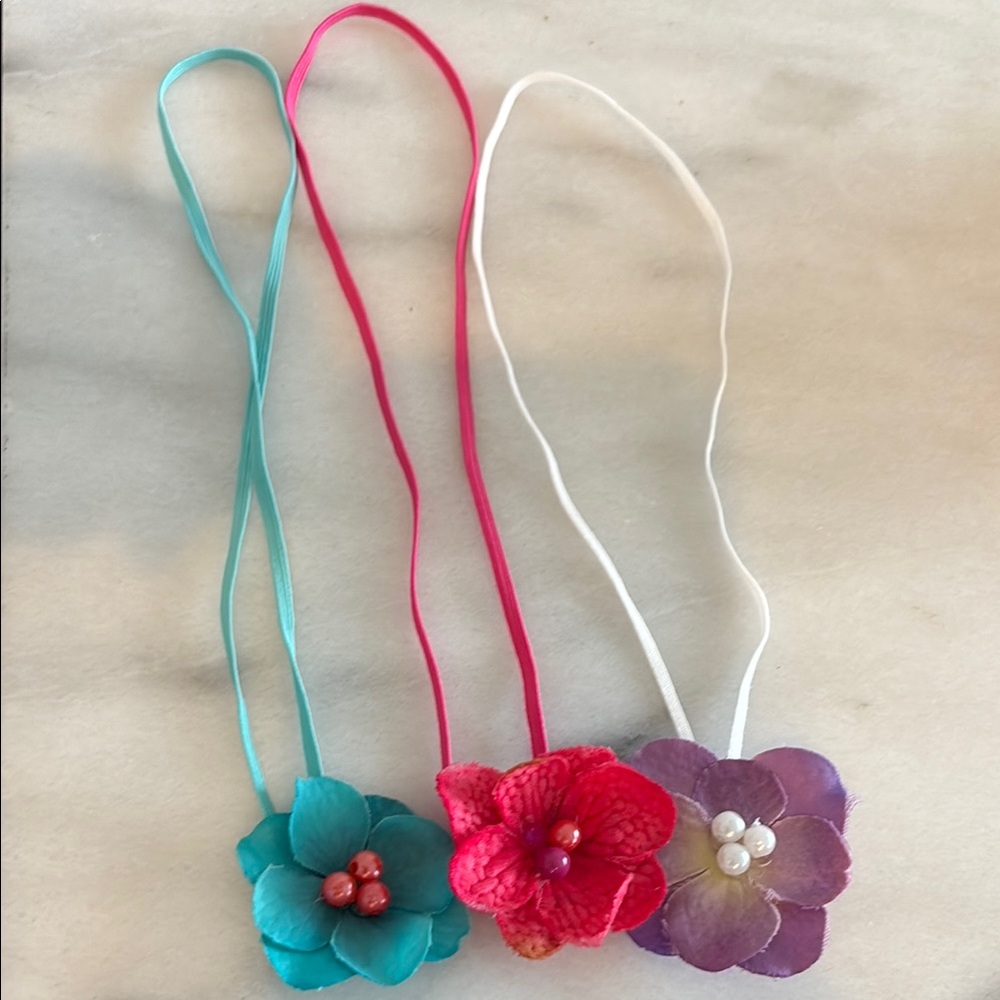 Floral Kids Headbands Set - Teal, Pink, Purple